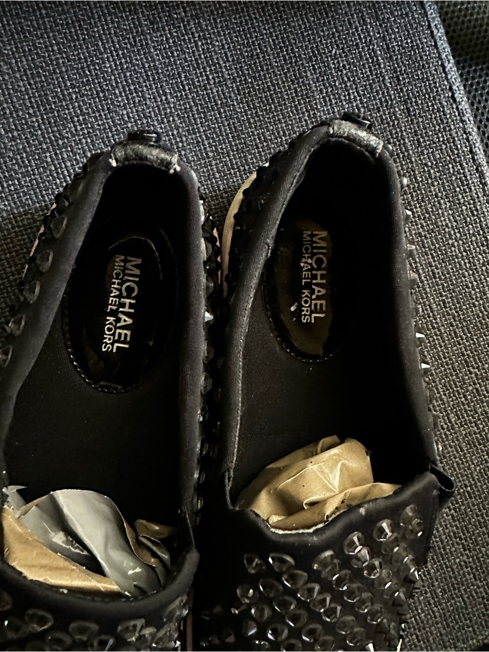 Michael Kors Studded Black Slip-On Sneakers with Pink Accent - Picture 5 of 5